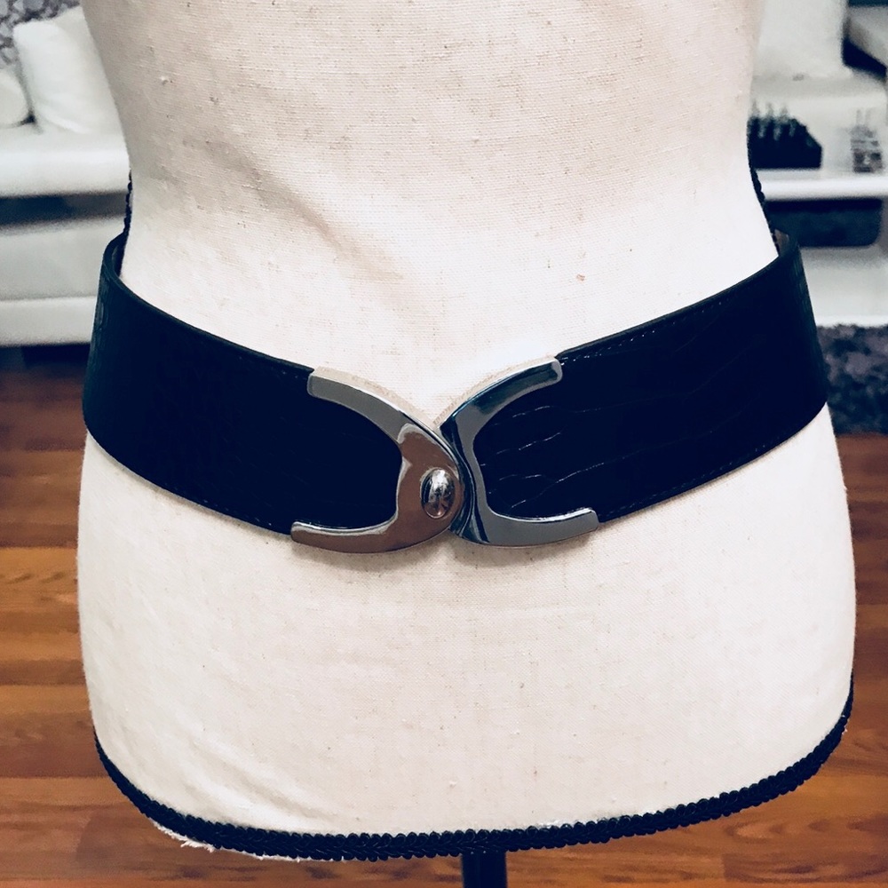 Women Black Stylish Stretchable Belt M/L